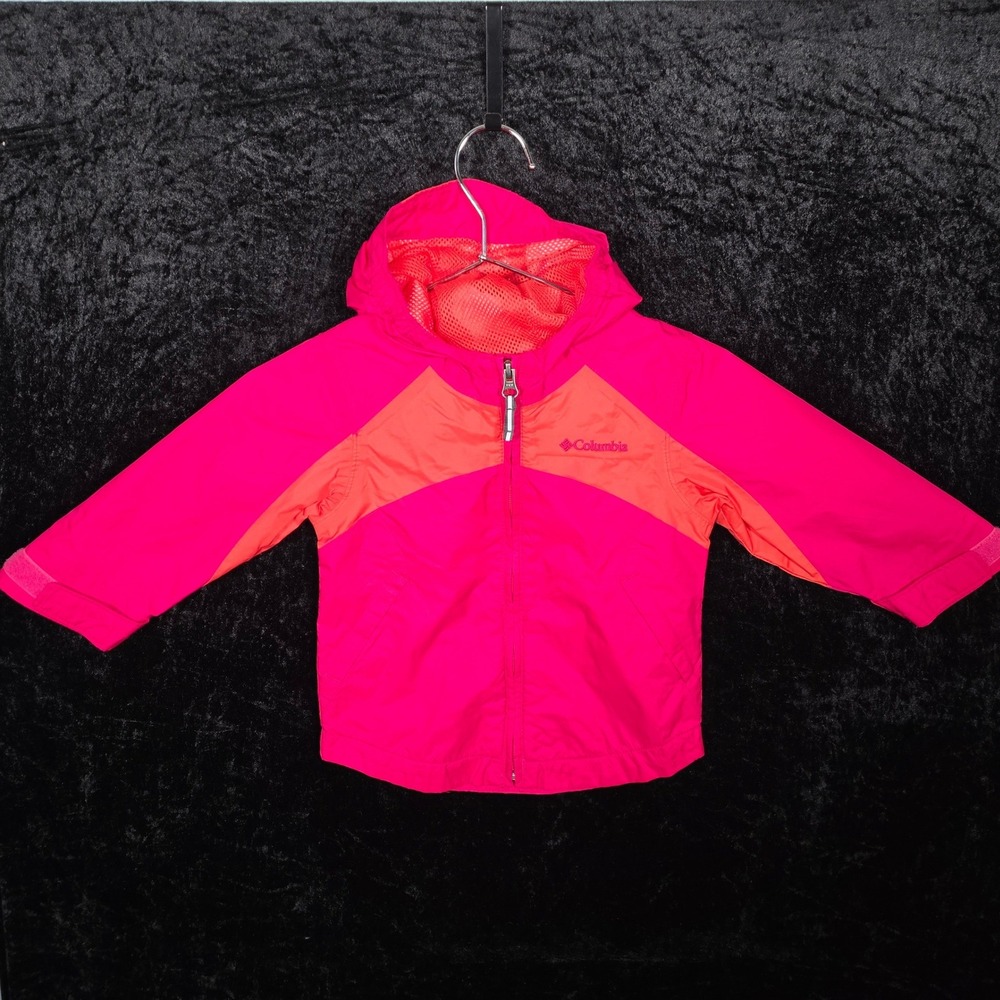 Columbia Kids Pink Coral Hooded Windbreaker Jacket Full Zip 2T Toddler